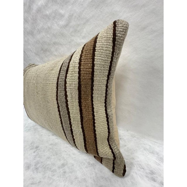 Contemporary Turkish Hemp Pillow Cushion Natural Beige Brown Pillow Cushion Cover 16" x 24" For Sale - Image 3 of 4