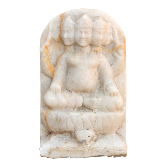 Antique White Marble Indian Deity Sculpture For Sale