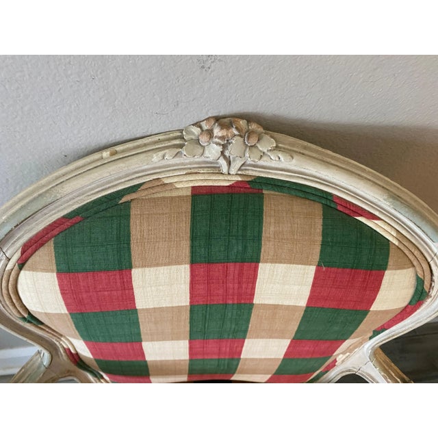 Pair of Antique French Arm Chairs With Down Cushions White Paint For Sale - Image 9 of 9