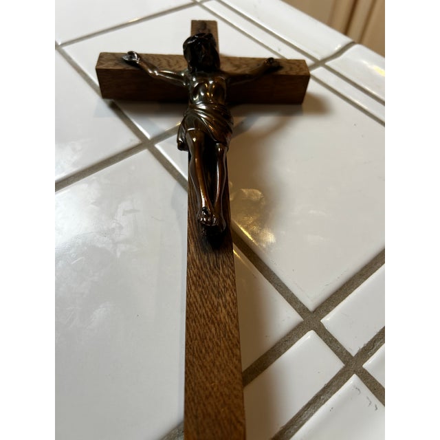 Vintage French Wooden Crucifix For Sale In Sacramento - Image 6 of 6