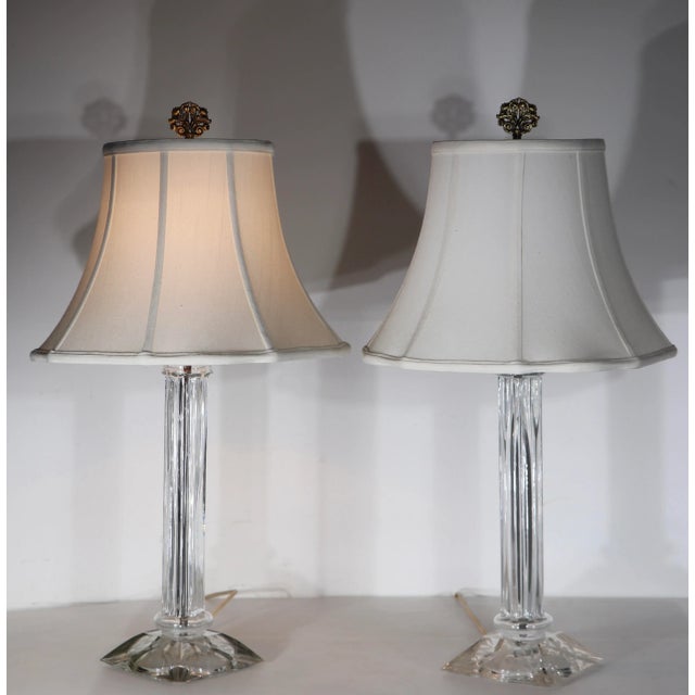 Pr. Art Deco Mid Century Glass Column Lamps For Sale - Image 10 of 10