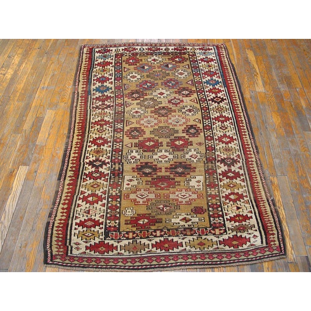 Early 20th Century Small Scatter Size Light Yellow Color Antique Tribal Geometric Wool Pile Caucasian Chi Chi Rug For Sale - Image 5 of 5