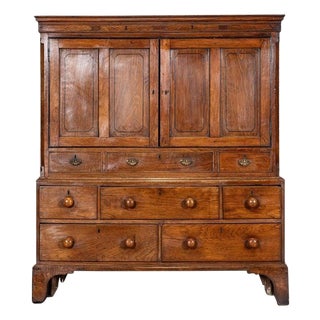 English George III Inlaid Oak Livery Cupboard, 1780 For Sale