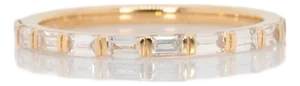 Baguette Diamond Band Ring in 14k Gold – Sleek Modern Stackable Ring , Size 6.75
