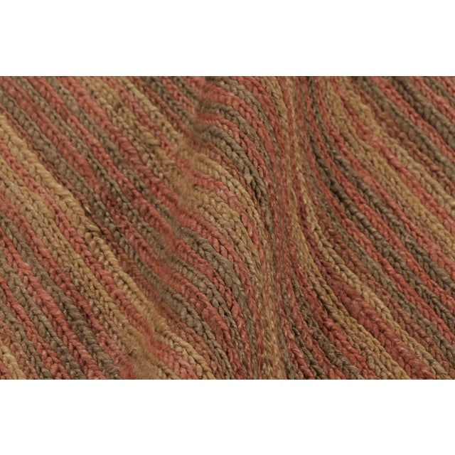 Textile Rug & Kilim's Contemporary Square Flat Weave in Brown, Orange and Gold Stripes For Sale - Image 7 of 10