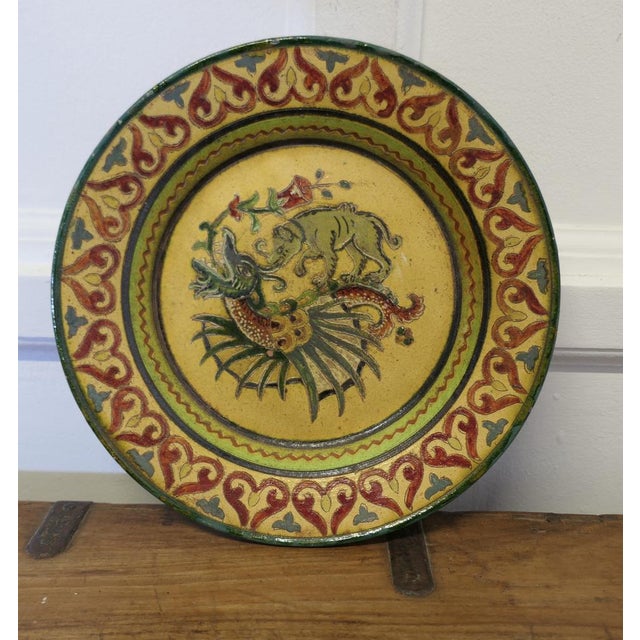 Italian Plate with Dragon and Bear, 1950s For Sale - Image 6 of 6