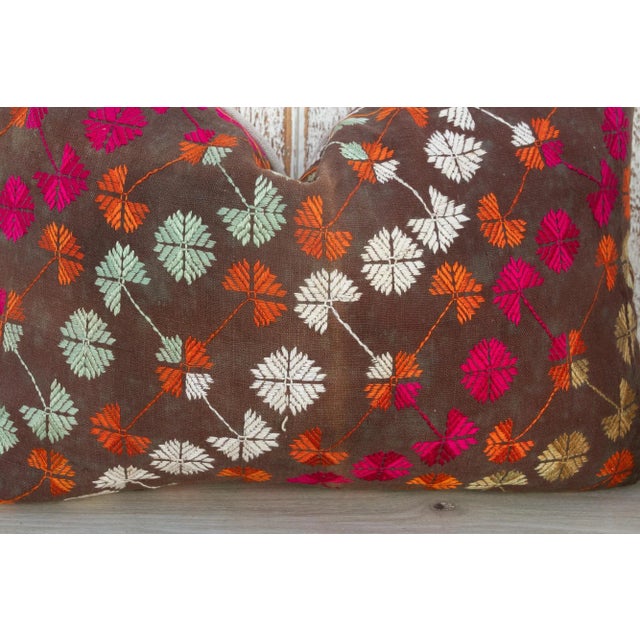 Mika Antique Indian Folk Lumbar Pillow For Sale - Image 4 of 8