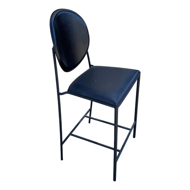 1990s Dakota Jackson Memphis Style "Vik-Ter" Black Leather Barstool For Sale