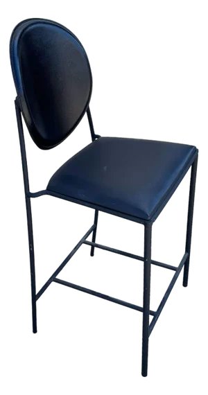 1990s Dakota Jackson Memphis Style "Vik-Ter" Black Leather Counter Stool