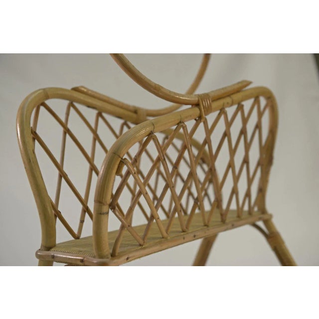 Mid-Century Modern Vintage Rattan Magazine Holder, 1960 For Sale - Image 3 of 9