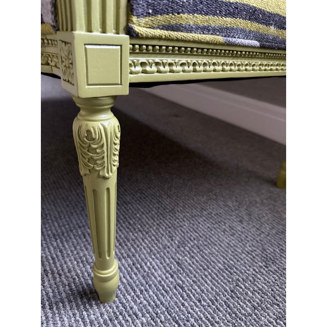 Custom Painted Neoclassical Style Upholstered Settee For Sale - Image 10 of 14