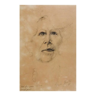 1989 Portrait Pencil Drawing of Woman For Sale