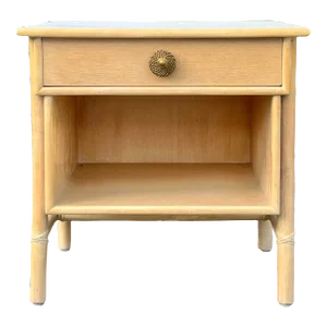 McGuire Cerused Oak and Rattan Nightstand