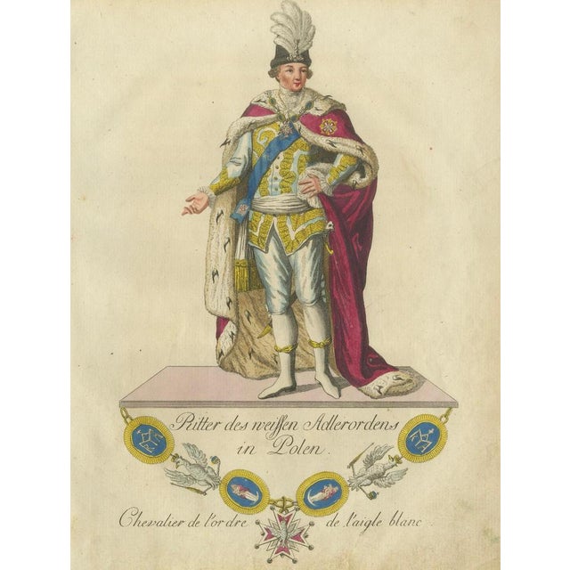 Schwan, Knight of the White Eagle Order in Poland, Hand-Colored Engraving, 1791 For Sale - Image 4 of 6