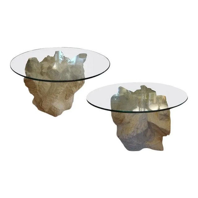 Pair of Hollywood Regency Faux Stone Plaster Tables For Sale - Image 11 of 11