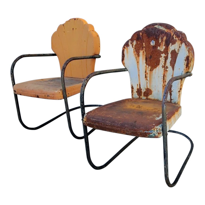 1940s Shellback Metal Patio Chairs - Set of 2 | Chairish