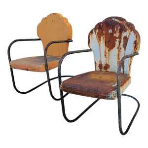1940s Shellback Metal Patio Chairs - Set of 2