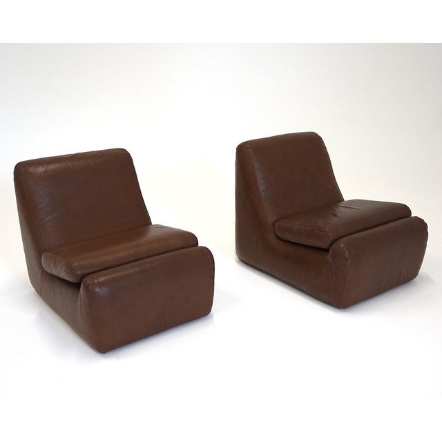 Spanish Leather Slipper Chairs, 1960s, Set of 2 For Sale - Image 4 of 4