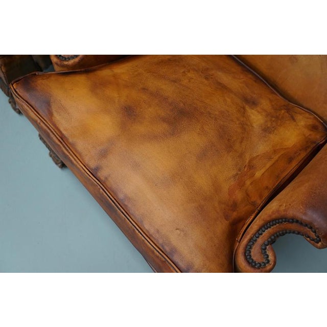 Dutch Cognac Leather Wingback Club Chairs, Set of 2 For Sale - Image 5 of 18