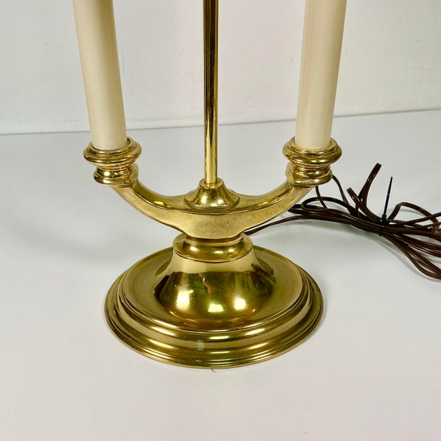 French Mid-Century French Regency Neoclassical Bouilette Table Lamp & Reptile Embossed Black Shade For Sale - Image 3 of 15