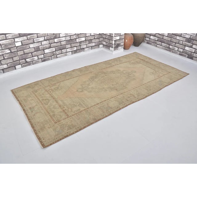 Textile 1950s Faded Ghost Oushak Rug For Sale - Image 7 of 10