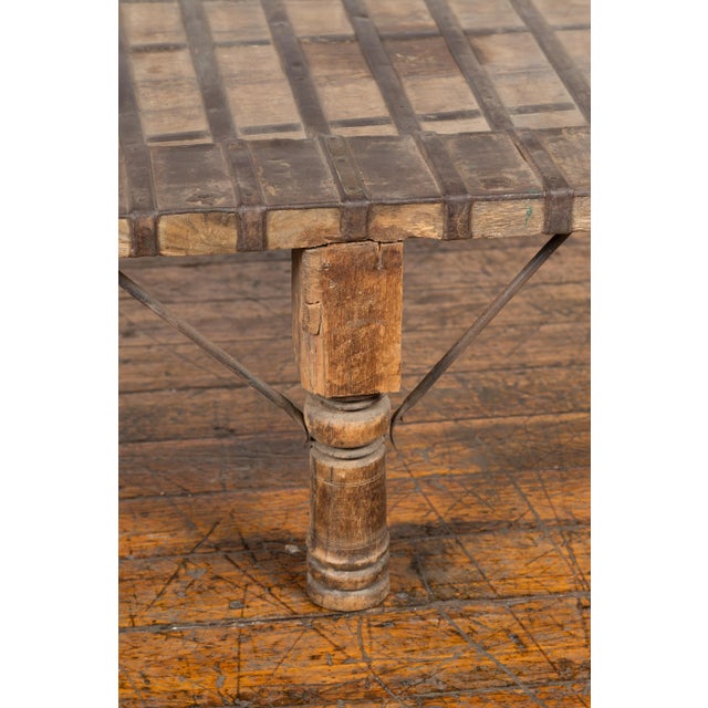 Indian 19th Century Wood Bullock Cart Made into a Coffee Table with Iron Details For Sale - Image 10 of 12