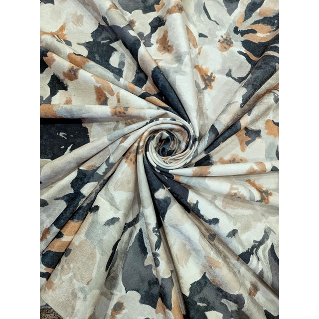Textile Fabricut "Perseids" Charcoal Watercolor Floral Velvet Fabric- 7.8 Yards For Sale - Image 7 of 9