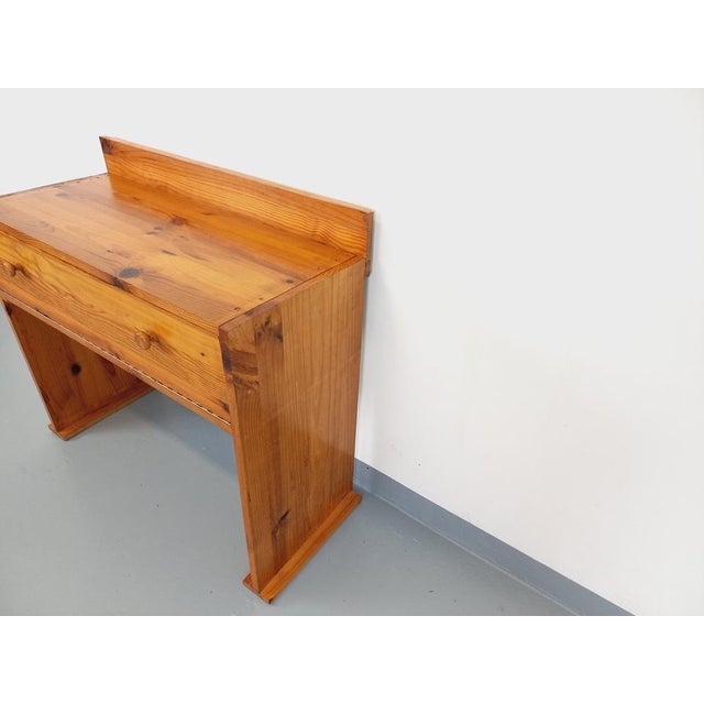 Tan Vintage Pine Desk with Toboggan Feet, 1970s For Sale - Image 8 of 15