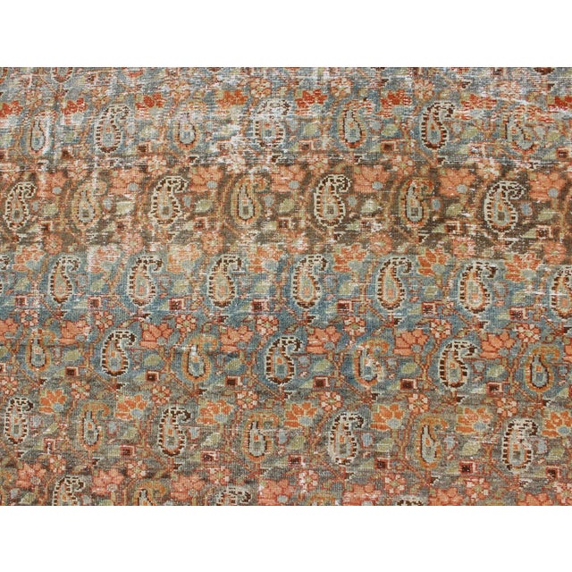 Antique Persian Malayer Rug With Allover Paisley Motifs in Warm Colorful Tones For Sale In Atlanta - Image 6 of 13