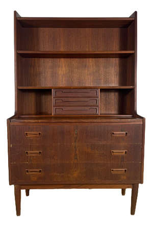Vintage Danish Teak Bookcase with Pull-Out Desk, 1960s
