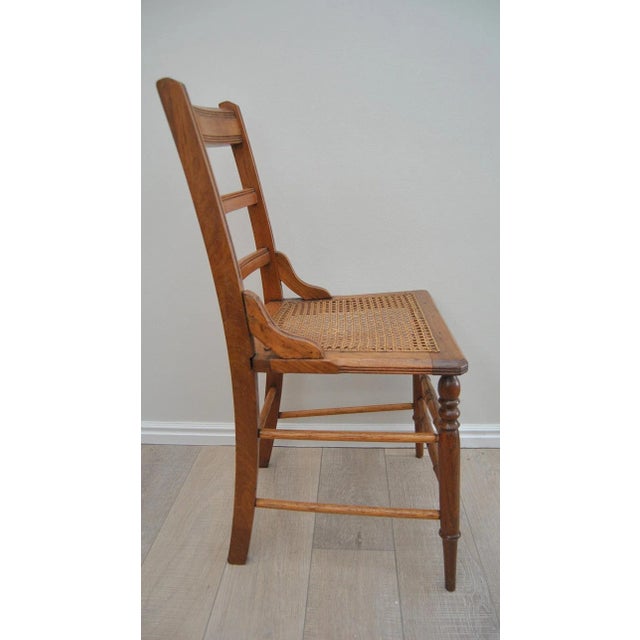 Antique American Classical Walnut Wood Chairs With Caned Seats - Set of 4 For Sale - Image 4 of 14