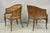 Vintage Hollywood Regency/Chinese Chippendale Faux Bamboo Wood & Cane Barrel Back Club Lounge Chairs - a Pair. Circa Mid...