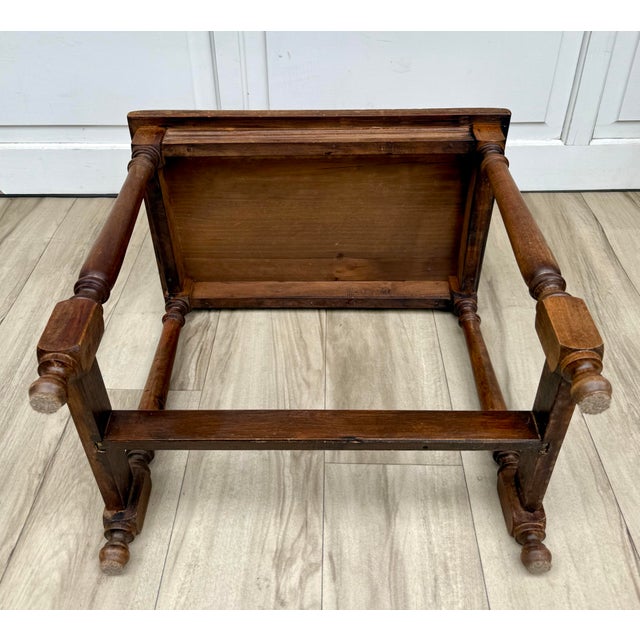 Early 1900s Wood Side Table With Leather Top & Nailhead Trim For Sale - Image 12 of 12