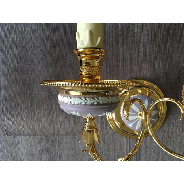 Postmodern Brass Porcelain Wall Lights, Italy, 1970s, Set of 2 For Sale - Image 10 of 18