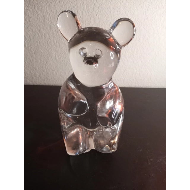 Transparent Signed Daum Solid Clear Crystal France Bear Figurine For Sale - Image 8 of 8