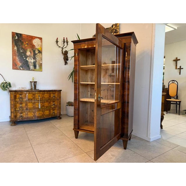 Antique Walnut Biedermeier Display Cabinet For Sale - Image 9 of 16