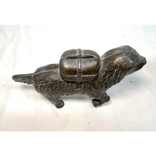 1910s Antique Early 1900's Cast Iron St Bernard Dog Pack Still Coin Bank a.c. Williams For Sale - Image 5 of 9