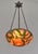 Daum freres & Louis Majorelle eucalyptus A small French art deco hanging fixture in wrought iron with a rare cameo glass...