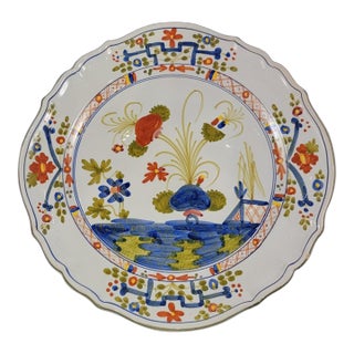 Vintage Faenza Garofano Blue Carnation Charger Buffet Platter For Sale