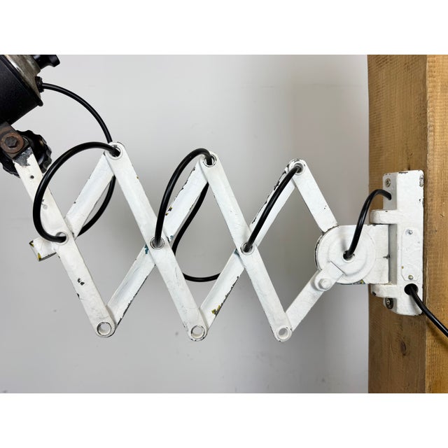1950s Industrial Black Enamel Scissor Wall Lamp, 1950s For Sale - Image 5 of 18