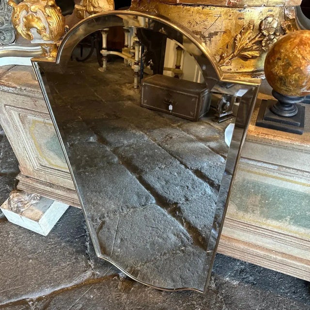 1950s 1950s Gio Ponti Style Mid-Century Modern Brass Italian Wall Mirror For Sale - Image 5 of 15