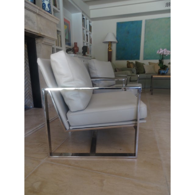 Modern Leather & Chrome Chairs From Italy a Pair For Sale - Image 9 of 9