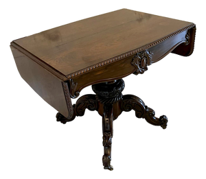 Victorian Carved Rosewood Sofa Table, 1860s