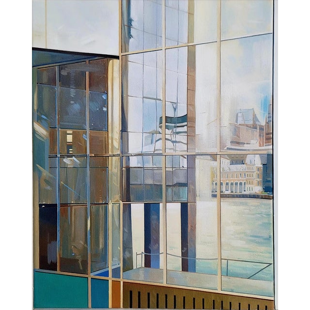 Lisa Lygo, Panoramic Thames View Triptych, 2005, Oil Painting on Canvas, Framed For Sale - Image 4 of 8