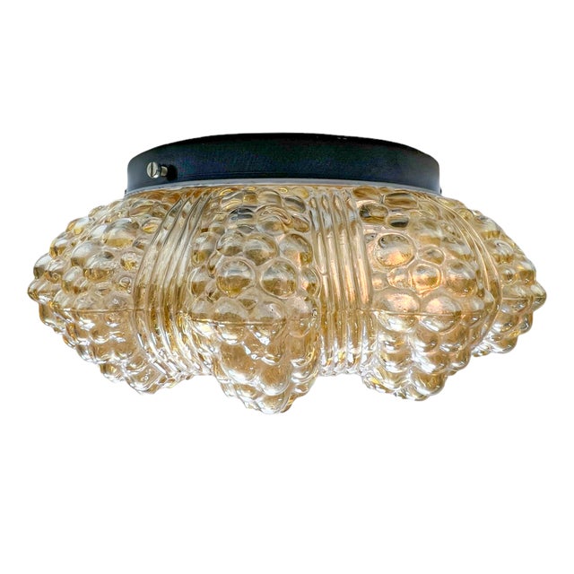 Amber Bubble Glass Flush Mount in the style of Helena Tynell, 1960s For Sale