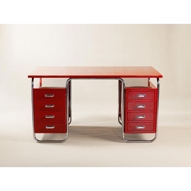 1920s Writing Desk with Auxiliary Table, 1920s, Set of 2 For Sale - Image 5 of 8