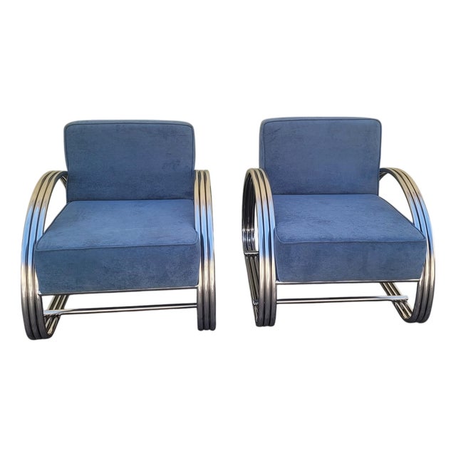 Large 20th Century Chrome Armchairs by Ralph Lauren, 1980s, Set of 2 For Sale