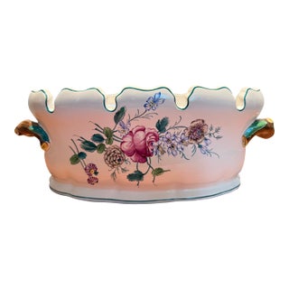 Tiffany and Co. Floral Hand-Painted Centerpiece Bowl For Sale