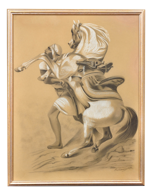 Lesueur, One Thousand and One Nights, 1892, Charcoal & Gouache & Paper, Framed