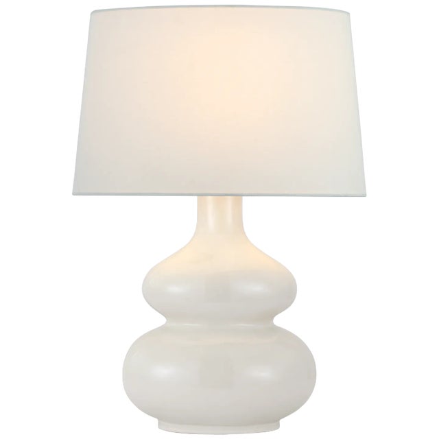 Chapman & Myers for Visual Comfort Signature Lismore Medium Table Lamp in Ivory with Linen Shade For Sale